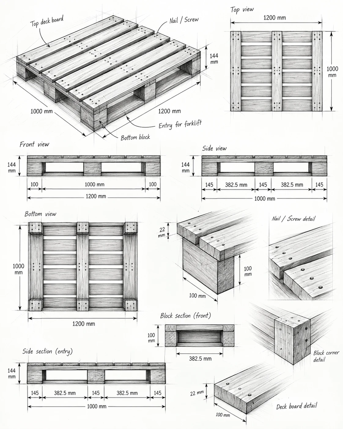 Export crate line drawing
