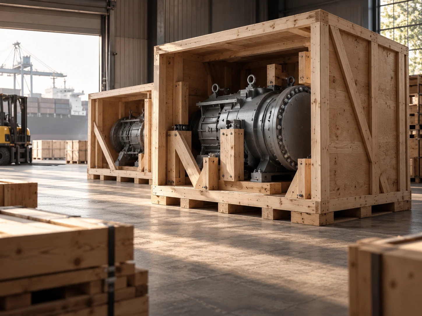 Loaded export crates